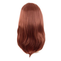 Shoulder Length Layered Curtain Bangs Wavy Wig Ginger Orange
