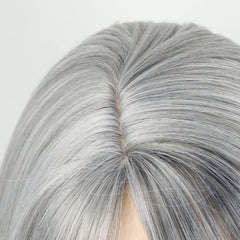 Shoulder Length Salt & Pepper Grey Layered Medium Long Wig for Seniors