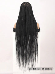 Ultra Long Front Lace Box Braided Straight Wig 36 Inch