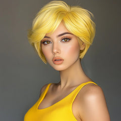 Yellow Layered Pixie Cut Wig for Cosplay 12 Inch