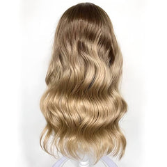 24'' Long Ombre Blonde Hand Made Front Lace Body Wave Wig