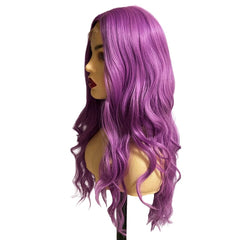 24'' Long Frontal Lace Dark Purple Loose Wave Wig with Middle Part