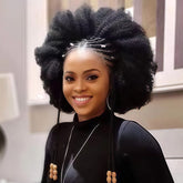 Black Front Lace Afro Curly Human Hair Short Pre-Braided Pixie Cut Wig