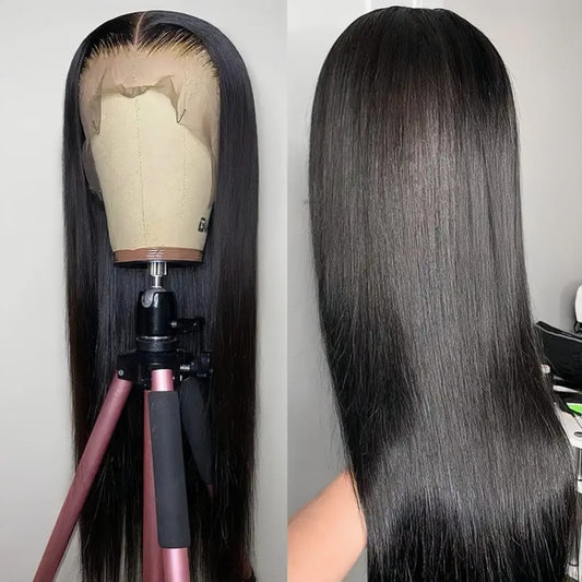 100% Brazilian Raw Natural Black Human Hair Wig 13X4 Lace Front