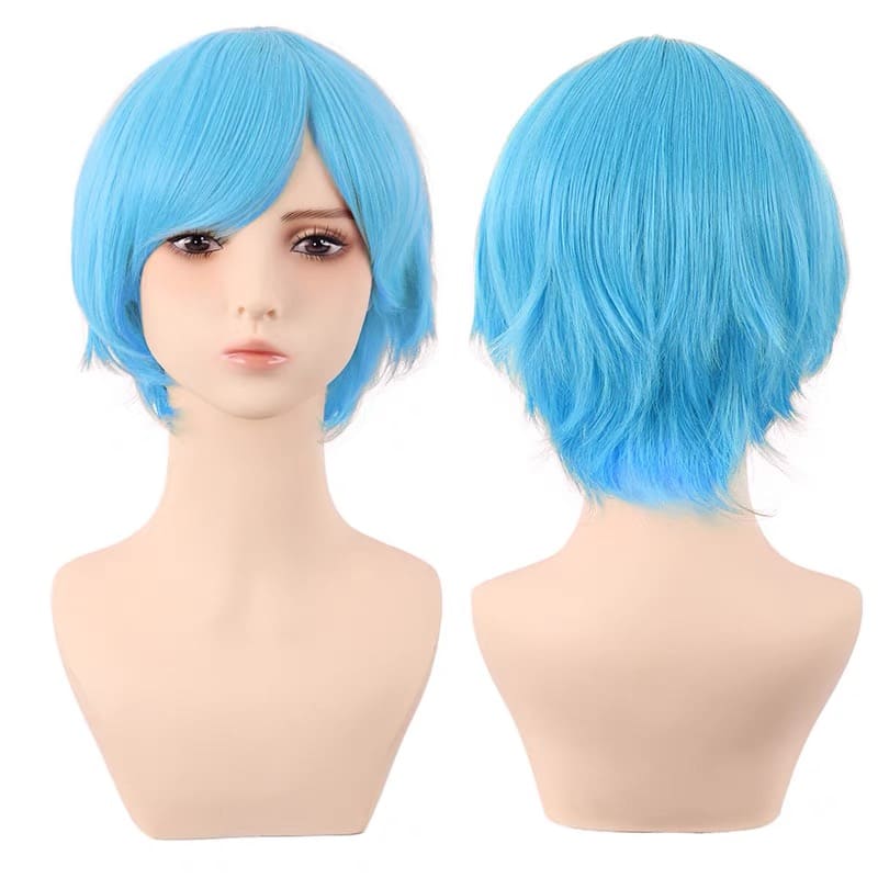 Baby Blue Layered Pixie Cut Side Swoop Wig for Cosplay 12 Inch