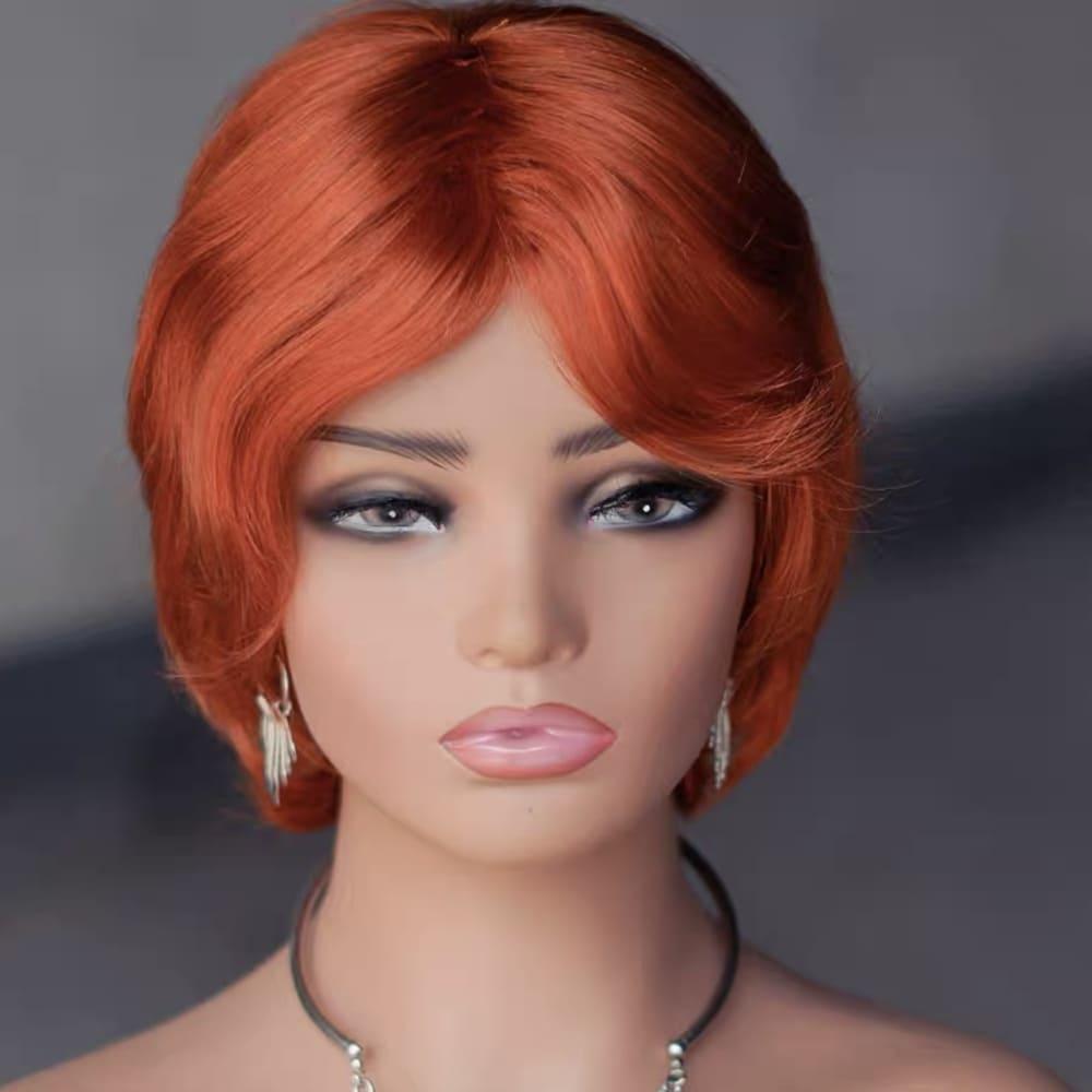 10 inch short orange human hair wig