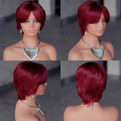 10 inch short red human hair wig