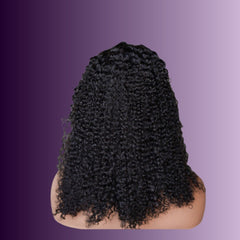 13x4 Front Lace Black Pre-Braided Human Hair Deep Wave Wig