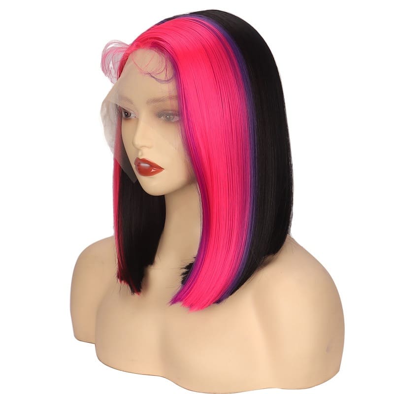 14 Inch Multi-Color 13x2.5 Front Lace Straight Wig With Baby Hair