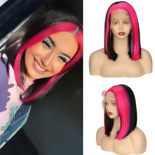 14 Inch Multi-Color 13x2.5 Front Lace Straight Wig With Baby Hair