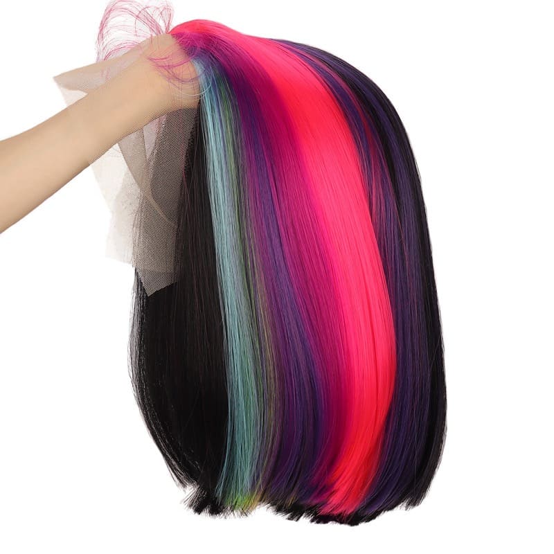 14 Inch Multi-Color Front Lace Straight Wig With Baby Hair