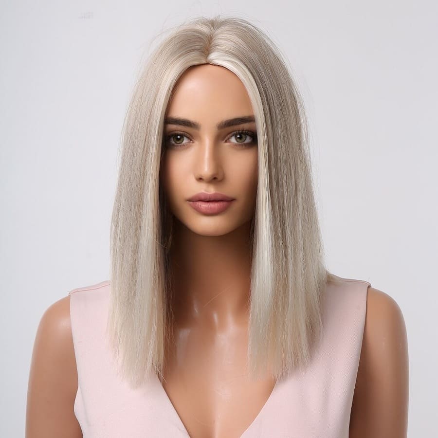 14 Inch Platinum French Bob Wig for Daily Use