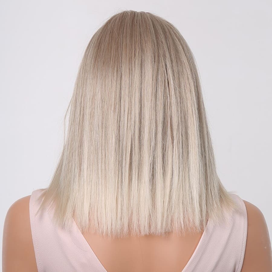 14 Inch Platinum French Bob Wig for Daily Use