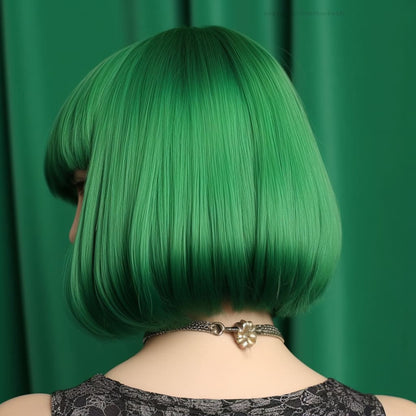 14 Inch Short Forest Green Bob Wig With Bangs
