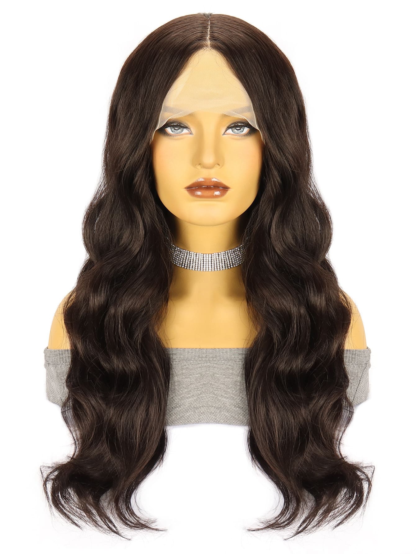 16-26 Inches Black Wavy Wig Front Lace