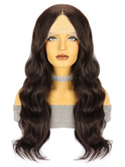 16-26 Inches Black Wavy Wig Front Lace