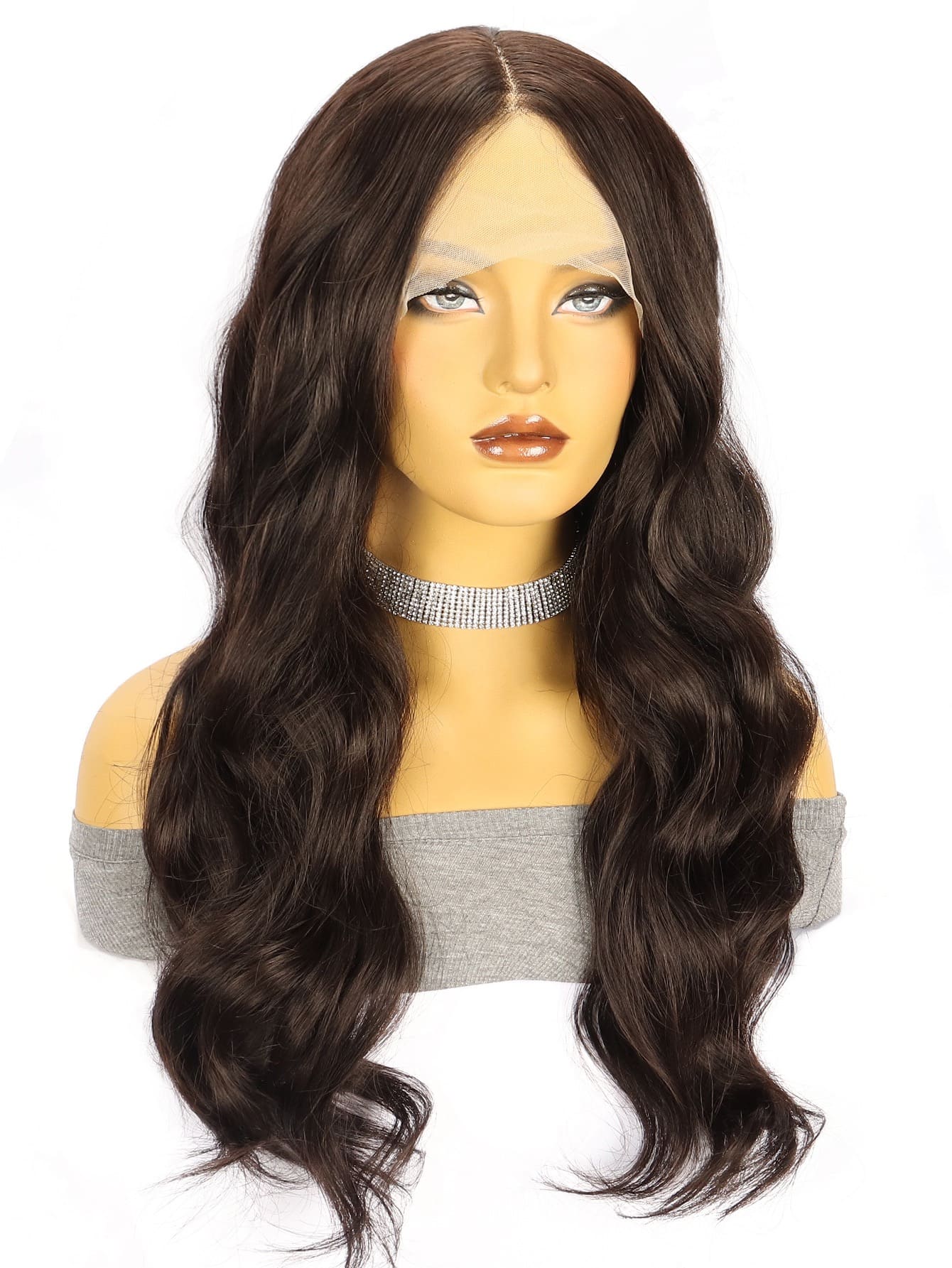 16-26 Inches Brown Wavy Wig Front Lace