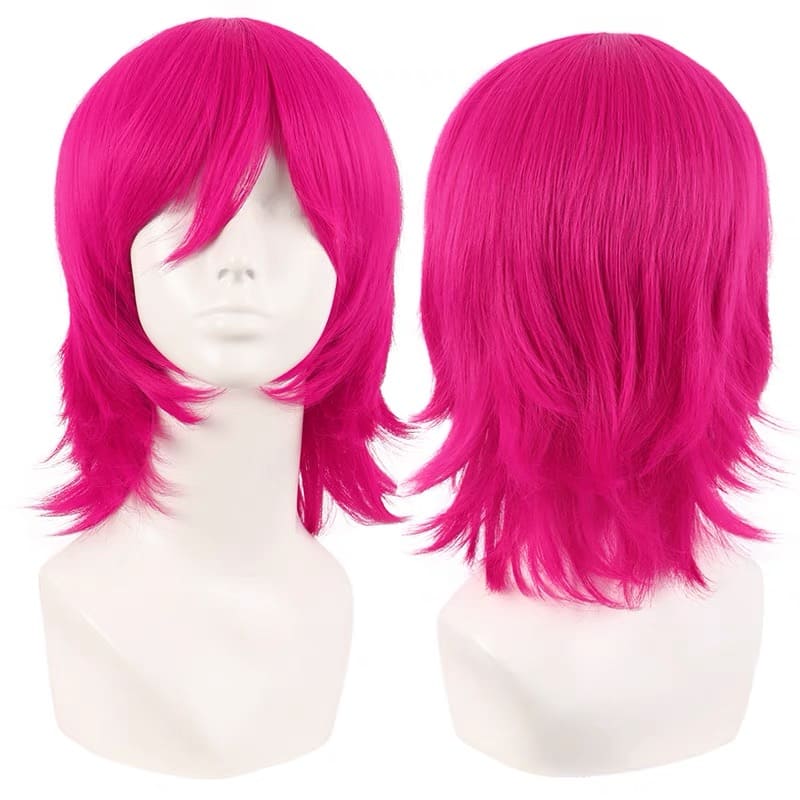 Magenta Layered Micro Wavy Wig for Cosplay
