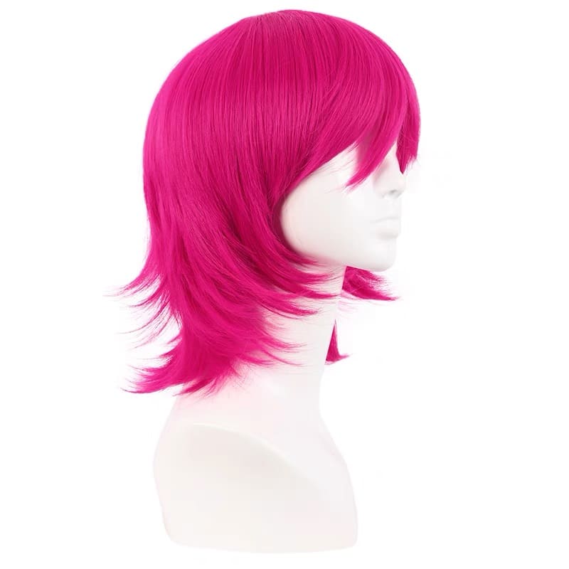 16 Inch Magenta Layered Micro Wavy Wig for Cosplay