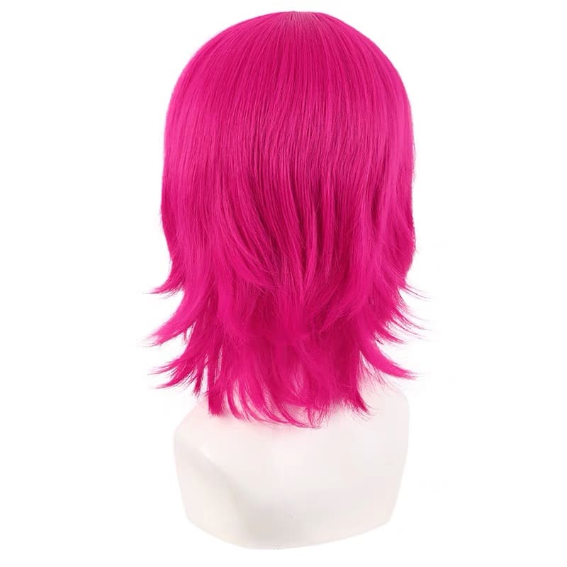 16 Inch Magenta Layered Micro Wavy Wig for Cosplay