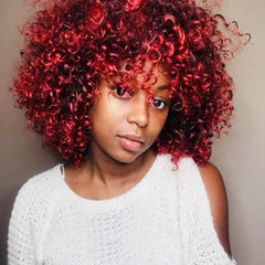 16 Inch Short Red Afro Kinky Curly Wig For Black Women