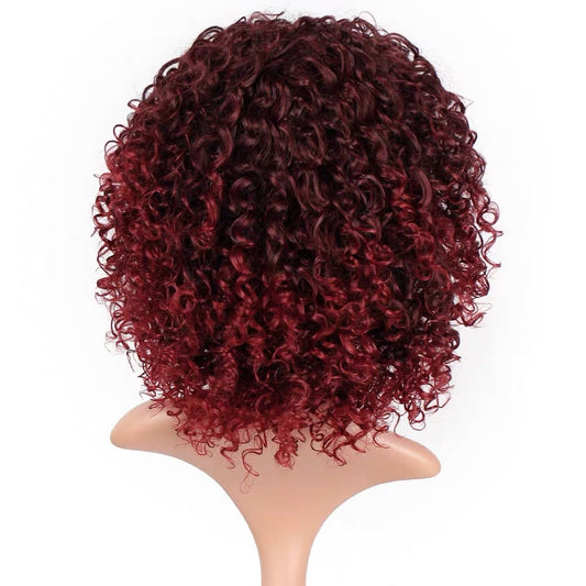 16 Inch Short Red Afro Kinky Curly Wig For Black Women