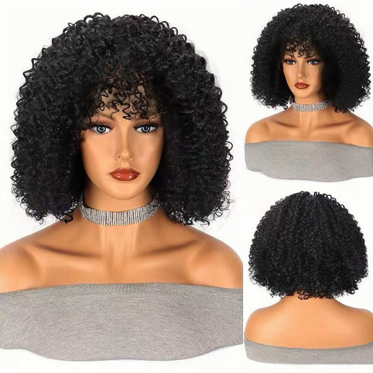 18 Inch Black Afro Kinky Curly Wig for Afro American Women