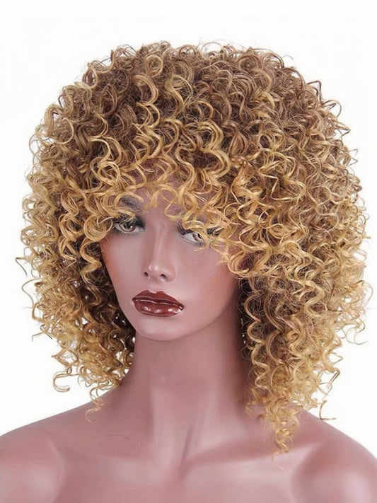 18 Inch Blonde Afro Kinky Curly Synthetic Wig
