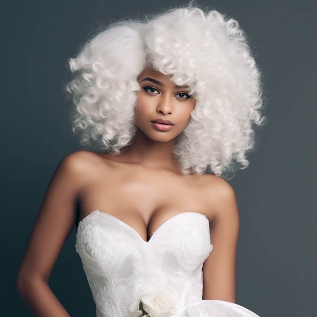 18 Inch White Long Curly Wavy Wigs For Black Women