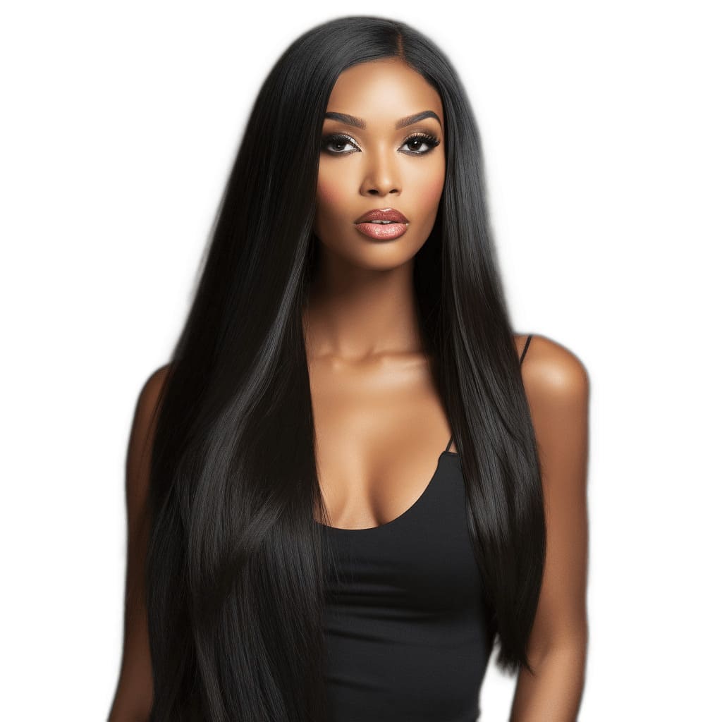 18 inch natural black straight wig