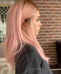 Ombre Pink Hand Made Front Lace Straight Wig