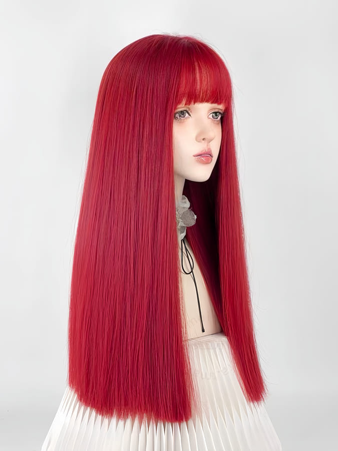 22'' Long Straight Y2K Wig with Bangs for Cosplay & Halloween