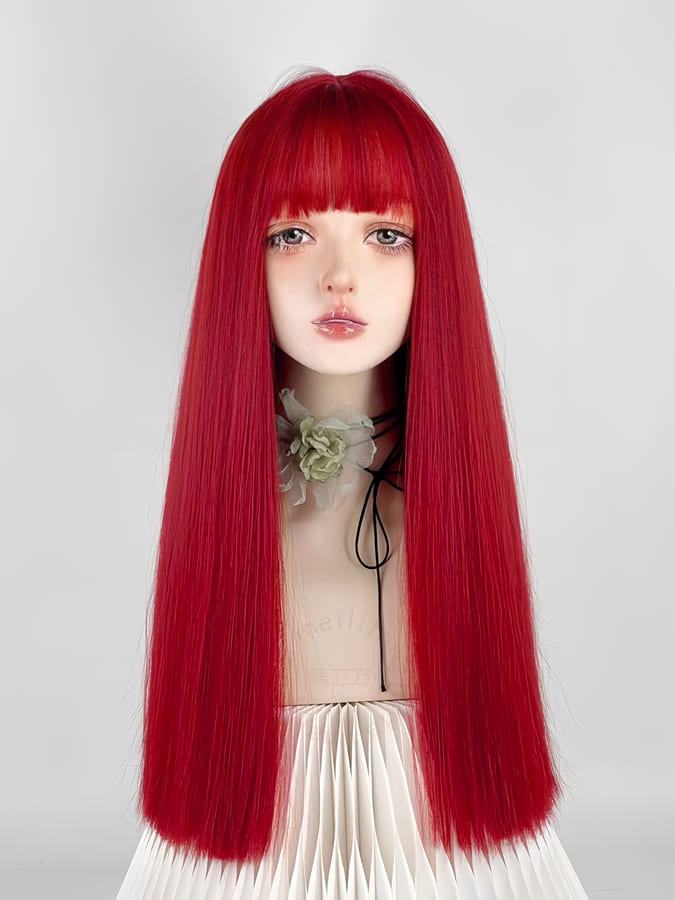 22'' Long Straight Y2K Wig with Bangs for Cosplay & Halloween