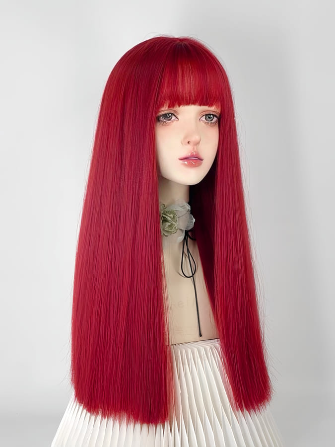 22'' Long Straight Y2K Wig with Bangs for Cosplay & Halloween