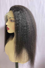 22 Inch Black 13x4 HD Swiss Front Lace Kinky Straight Human Hair Wig