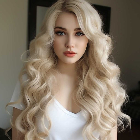 22 Inch Long Blonde Wavy Wig