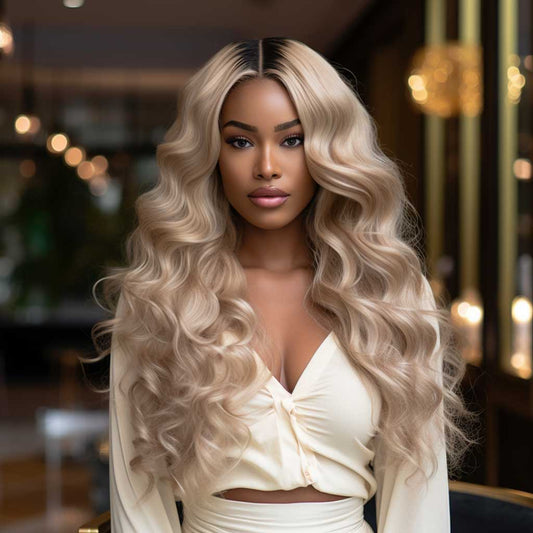 22'' Long Ombre Blonde Body Wave Wig for Holloween & Daily Use