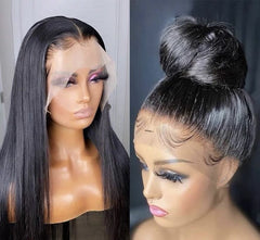 24 Inch Natural Black 13x3 Front Lace Free Part Straight Wig