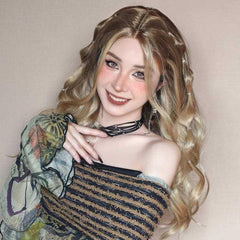 24'' Long Ombre Blonde Hand Made Front Lace Body Wave Wig