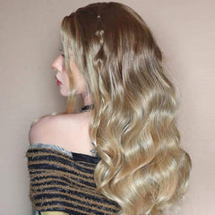 24'' Long Ombre Blonde Hand Made Front Lace Body Wave Wig