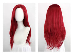 24 Inch Long Red Silk Top Hand Made Front Lace Curly Wavy Wig