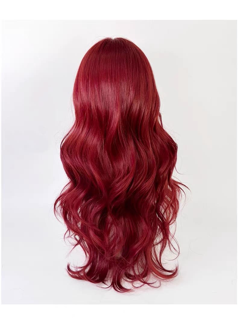 24 Inch Red Front Lace Curly Wavy Wig
