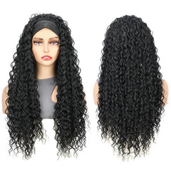 26 Inch Long Black Afro Kinky Curly Headband Wig
