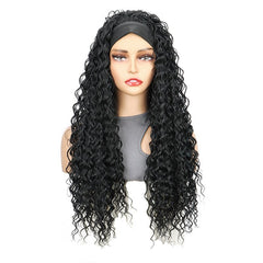 26 Inch Long Black Afro Kinky Curly Headband Wig