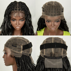 26 Inch Long 360° Full Lace Box Braided Afro Curly Wig with Baby Hair
