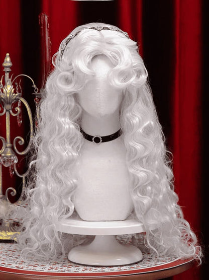 26 Inch White Curly Wavy Wig