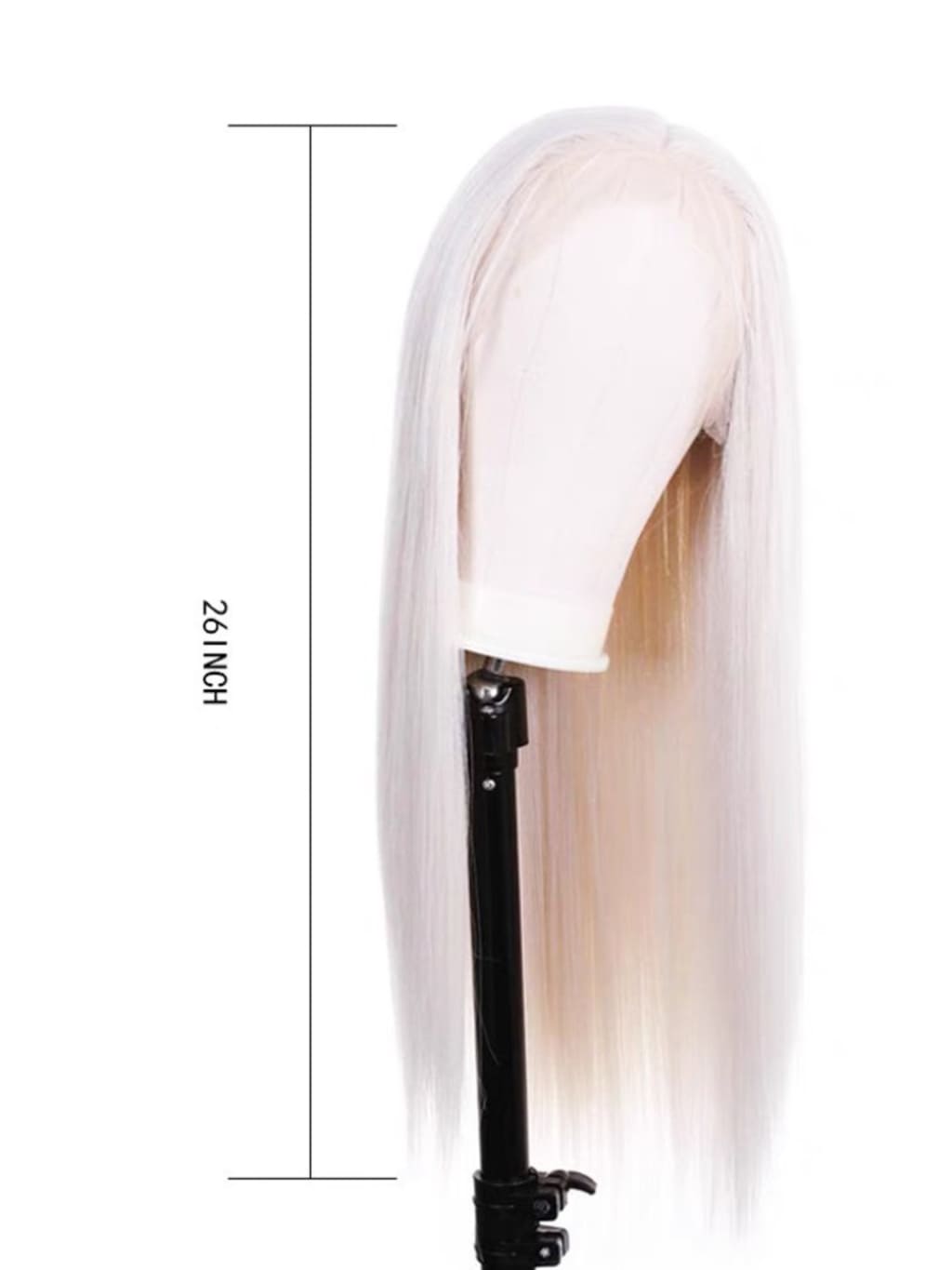 26 inch long white front lace straight wig