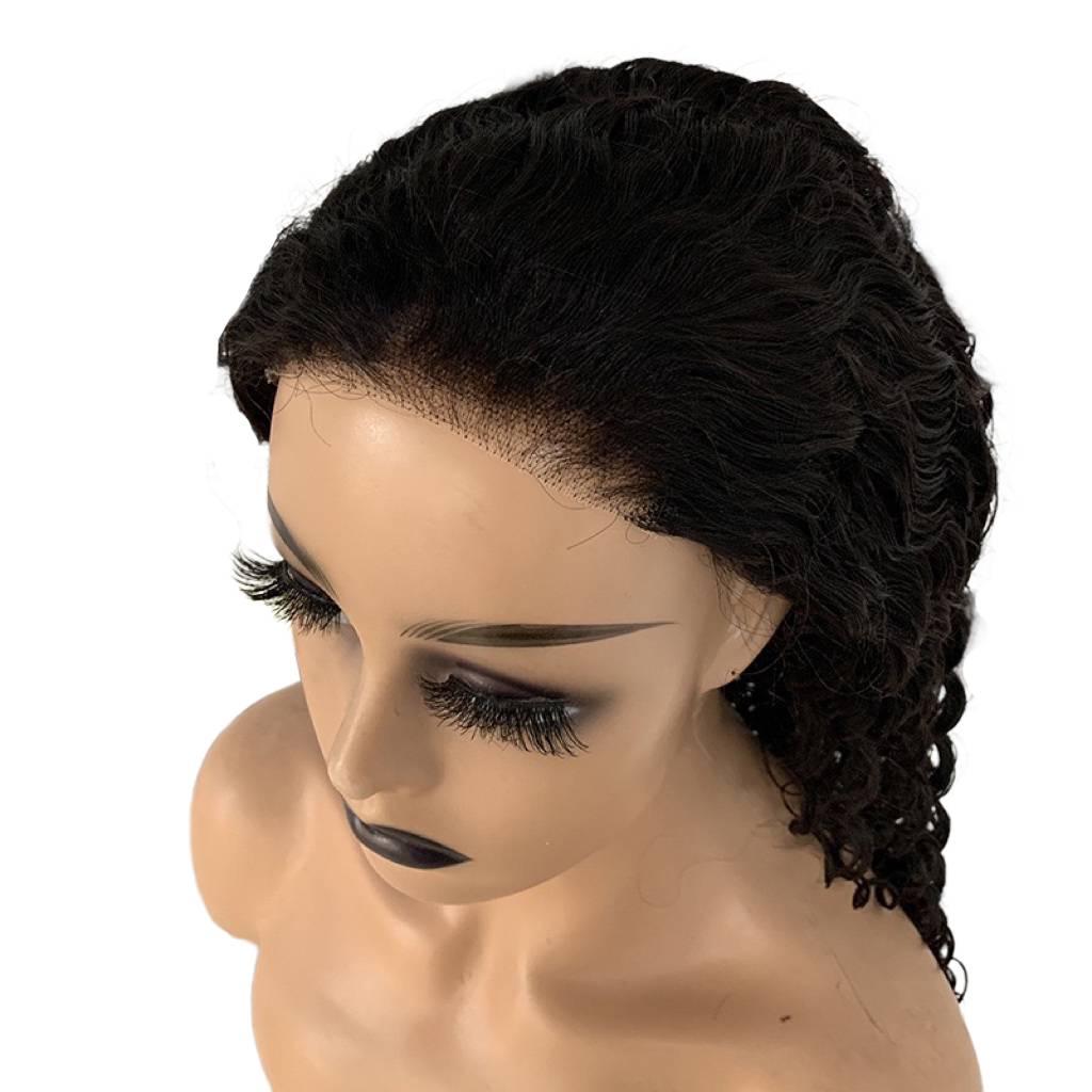 5x5 Frontal Lace Black Glueless Deep Wave Human Hair Wig