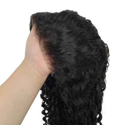 5x5 Frontal Lace Black Glueless Deep Wave Human Hair Wig
