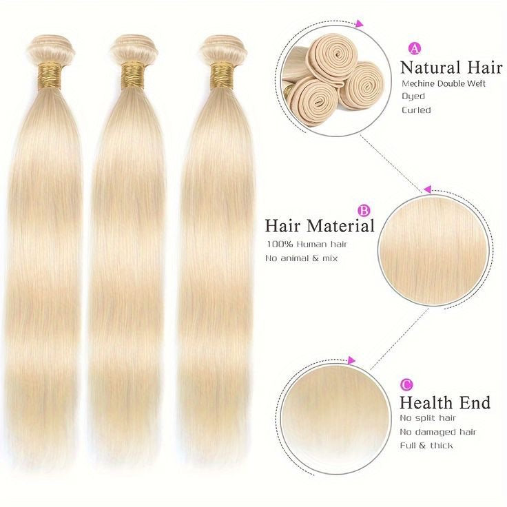 613 Blonde Human Hair Curtain Bundles Straight 100g